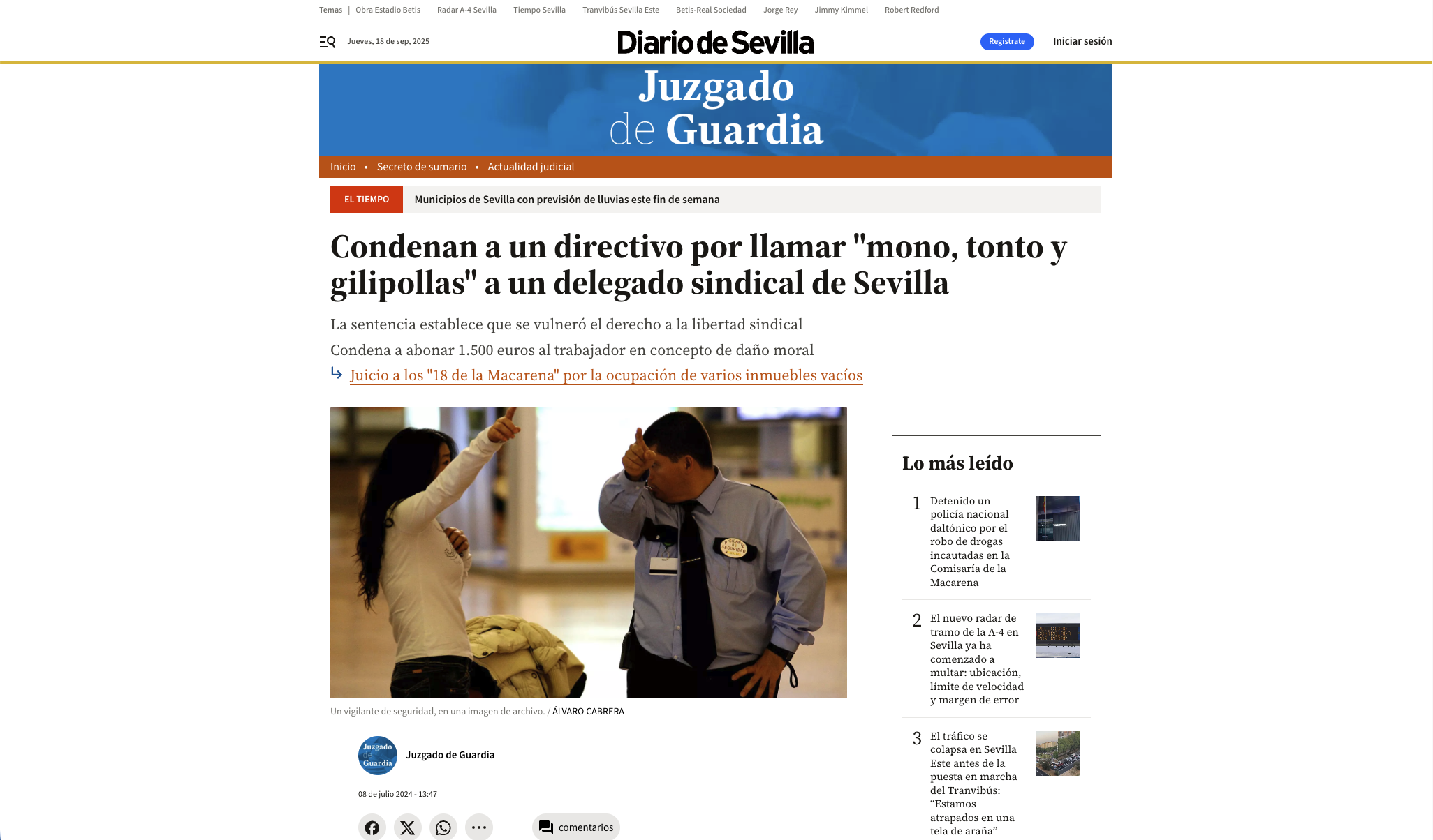 Condena a un directivo por insultar a un delegado sindical - Diario de Sevilla